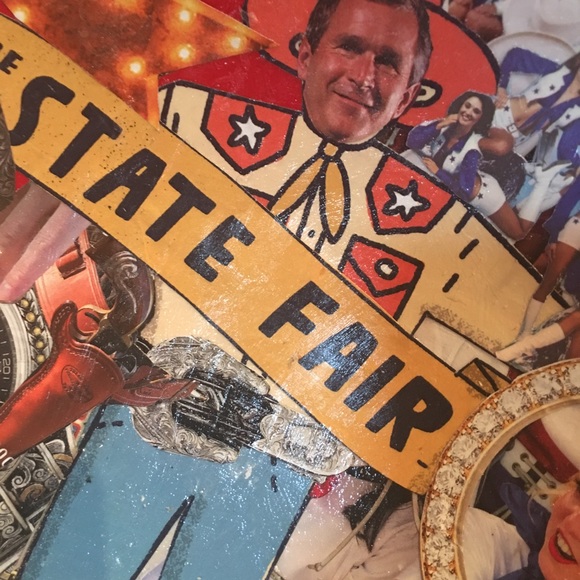 Texas Hand Crafted Vintage Wood Bowl Dallas Cowboys Cheerleaders Boots Bling BBQ - Picture 4 of 14